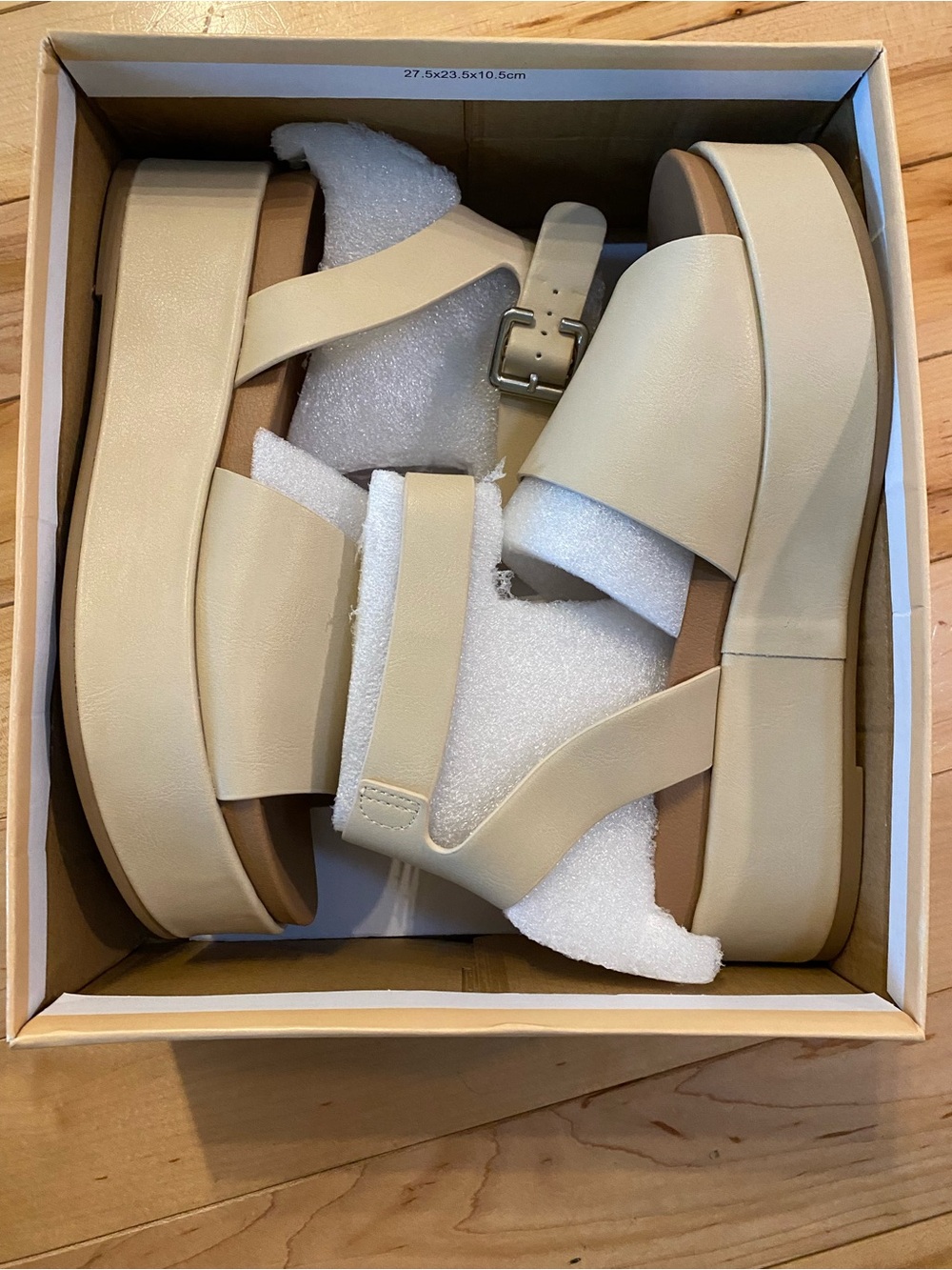 Beige Platform Sandals with Ankle Strap